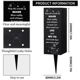 WEBEEDY Cemetery Vases Metal Cemetery Vases for Graves with Spikes Butterfly Dandelion Pattern Black Cemetery Memory Sign Grave Decorations for Cemetery Lovers 8 x 20 cm