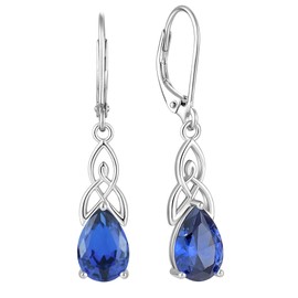 Starchenie Celtic Knot Leverback Earrings 925 Sterling Silver Dangle Drop Earrings for Women December Birthstone Created Tanzanite Jewelry