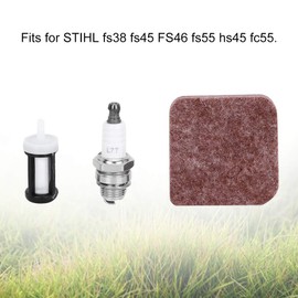 Spark Plug + Fuel Filter + Air Filter for FC55 FS38 FS45 FS46 FS55 HS45 KM55 HL45 Grass Trimmer Brush Cutter 4140 124 2800 Tune-Up Kit Replacement Multi-Way Packaging