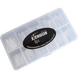 Sofi Art Xtension Nail Tips - Stiletto Coffin - Clear - 504 pcs 11 sizes