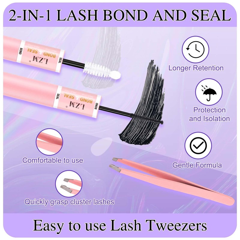 LZM Cluster Lashes Kit Individual Eyelashes - Lash Clusters Individual