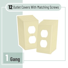 Bates- Duplex Wall Plate, 12 Pack, Ivory, Electrical Outlet Cover Plates, Wall Outlet Cover