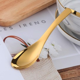 Bisda Thick Heavy Duty Soup Spoons, Set of 4, Stainless Steel Polished Asian Rice Table Spoon,Dishwasher Safe