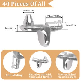 Pack of 40 Shelf Brackets, Shelf Holder, L Shaped, Floor Support 5 mm Shelf Bracket for Shelves, Kitchen Cabinet, Bookcase, Wardrobe, Furniture Cabinet