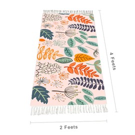 Terafeels Area Rugs Washable Rug 2x4 ft Area Rug for Living Room Bedroom Rug Lightweight Large Area Rug Thin Vintage Rug No Smell Machine Washable Rug for Dining Room Home Kitchen Floral Print, 36120