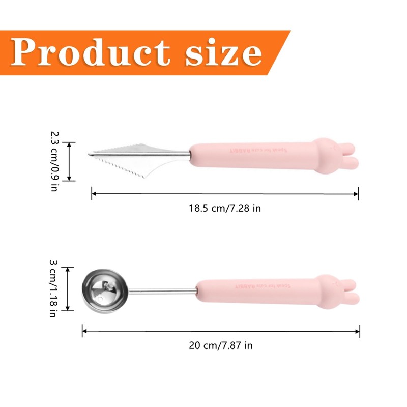 2 Pcs Melon Baller Scoop Cute Fruit Baller Ice Cream