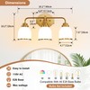 EvmVom 3-Light Brushed Gold Bathroom Light Fixtures, with Milk White