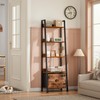 Furologee 5-Tier Ladder Shelf, Ladder Bookshelf with Removable Drawer, Rustic