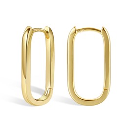 Gold Earrings for Women, Small Square Hoop Hypoallergenic Small Huggie Hoop Oval Geometric Earrings for Women Girls