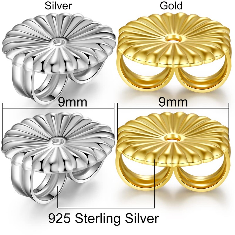 Earring Backs 18K White Gold Plated Sterling Silver Hypoallergenic Earring