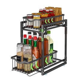 YunNasi Unterschrank Organizer, Gewürzregal, 2 Ausziehkörbe, Multifunktionaler Organizers für Schrank, Küche, Küchenschrank Badezimmer | 2-Tier Spice Rack, Dishwasher Shelf, Multifunctional Organiser for Cabinet, Kitchen, Kitchen Cabinet, Bathroom