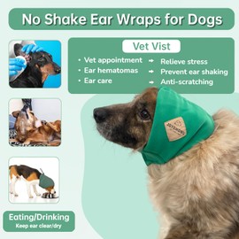 JoyChong Dog Ear Muffs Noise Protection, Head Cover and Neck Warmer, Adjustable Headband for Anxiety Relief, Thunderstorms, Dog Hematoma,Green,S