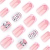 Pink French Tip Press on Nails Short False Nails Square