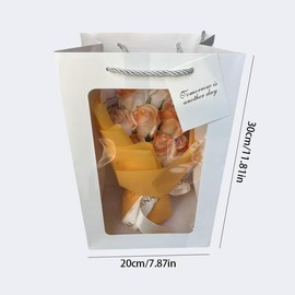 Artificial Rose Bouquet with Gift Bag, 1 Count Creative Birthday Gift, Bridesmaid Gift, Party Gift, Romantic Gift Box, Festive & Party Supplies - Color: Multicolor, Specification: Crushed ice blue