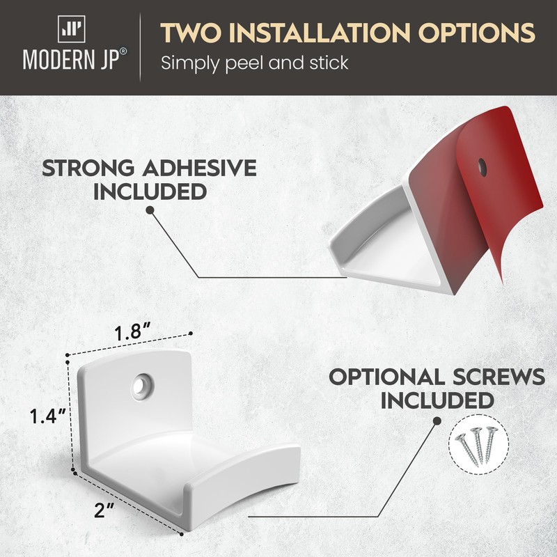 Modern JP Adhesive Hat Hooks for Wall (6-Pack) - Cowboy