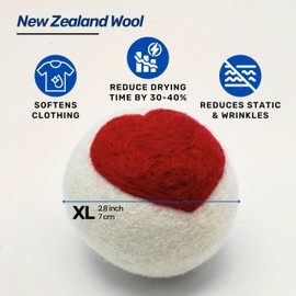 Dryer Ball Kit: 6 XL Wool Dryer Balls - Natural Fabric Softener, Reusable, Reduces Clothing Wrinkles and Saves Drying Time - Reduces Wrinkles and Saves Drying Time (6pcs Wool Dryer Ball) (White)