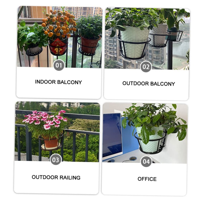 Levemolo Balcony Hanging Planter Baskets Durable Metal Railing Planter Stand