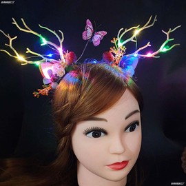 Prosy LED Flower Light up Antlers Headbands Glowing Headband Christmas Hair Bands Party Decorative for Women and Girls (Multicolor 10)