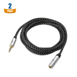 Cable Matters 2-Pack Headset Extension Cable - 6ft, TRRS with Mic Support, 3.5mm Extension Cable, Gaming Headset Extended Cord, Black