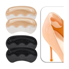 VivoFoot 4 Pairs Anti-Slip Heel Grips for Shoes Too Big, Gel Heel Liners & Pads for Loose Shoes, Self-Adhesive Back of Heel Cushion Inserts, Heel Blister Protectors for Women & Men (Beige+Black)