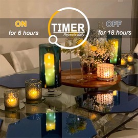 Homemory 12pcs Battery Tea Lights with Built-in Timer, 6 Hours on and 18 Hours Off in 24 Hours Cycle Automatically, Flameless Flickering Battery Operated LED Tea Lights, White Base, No Remote