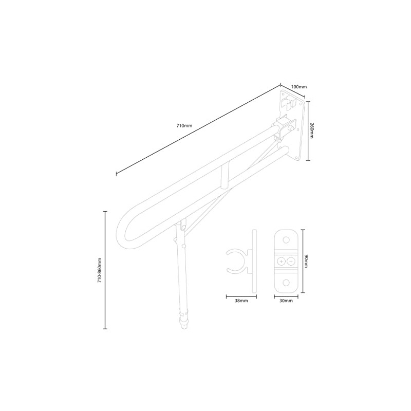 Aidapt Foldable Wall Mounted Safety Support Rail with Adjustable Leg,Grab