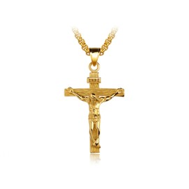 KnSam 18 K Gold Plated 55 cm popcorn chain cross pendant necklace men's women's silver and gold [Novelty Necklace] Gold