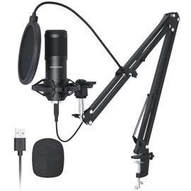 SUDOTACK USB Condenser Podcast Microphone for PC: Studio Microphone Kit with 192KHz/24bit Professional Sound Chipset Cardioid for Recording, Streaming, Gaming, Voice-Over, YouTube, Twitch (ST-800)