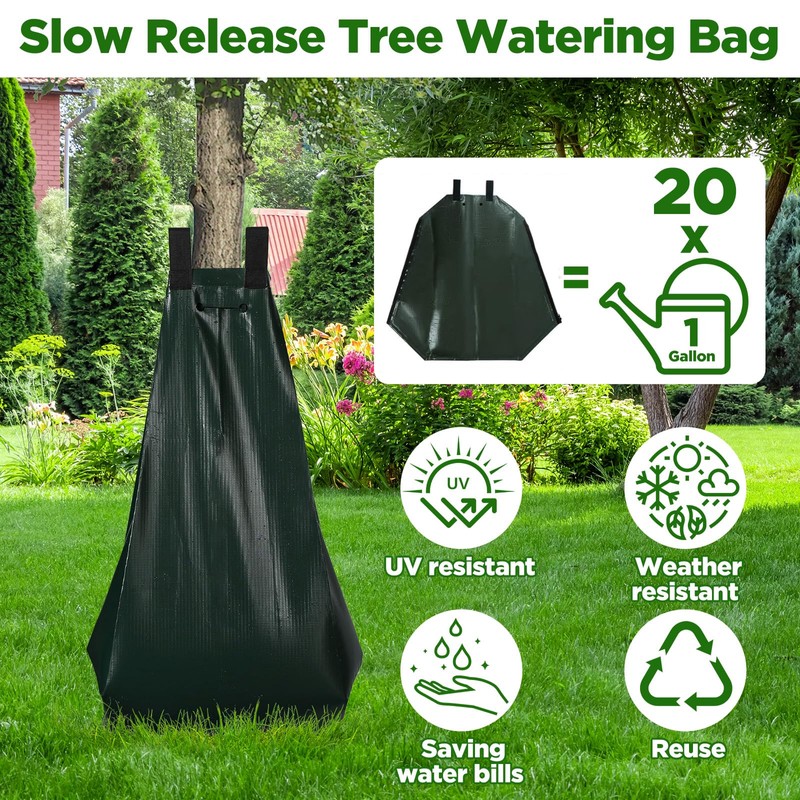 2 Pack Tree Watering Bags, 20 Gallon Reusable Heavy Duty