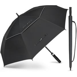 ZOMAKE 68" Windproof Golf Umbrella UV Protection - Oversize Golf Umbrellas Double Canopy Vented Automatic Sun Blocking Golf Umbrella Extra Large Golf Push Cart Umbrella for Rain Sun(Black & Silver)