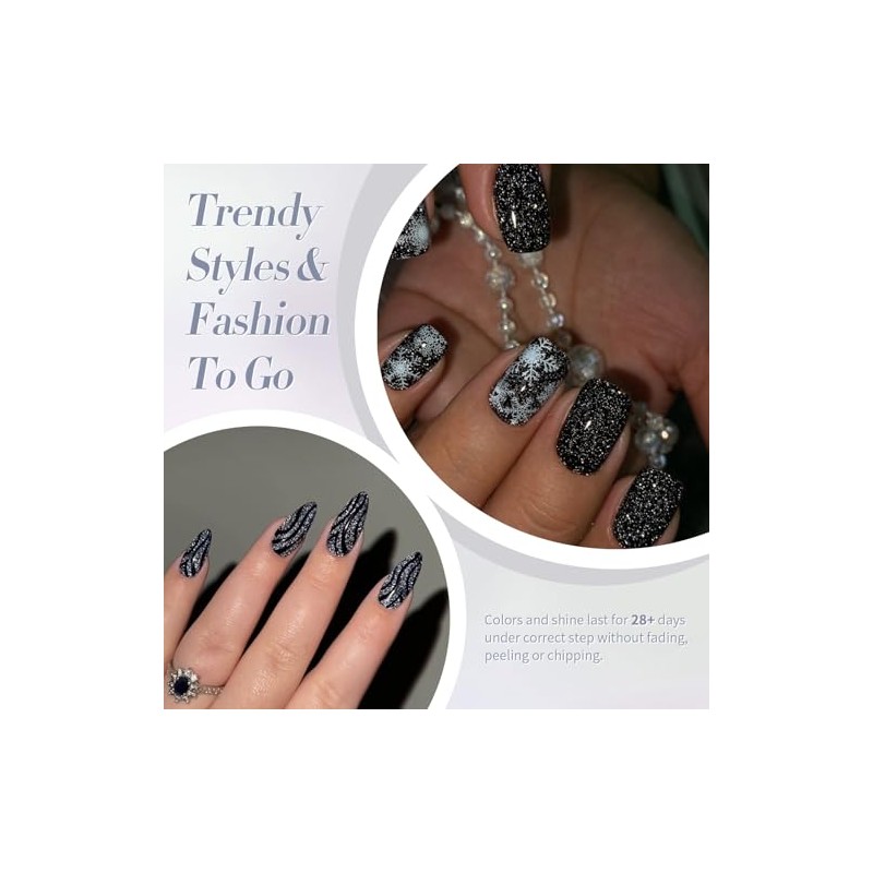 Born Pretty UV Nagellack Glitzer Schwarz Reflektierendes Gel Nagellack UV