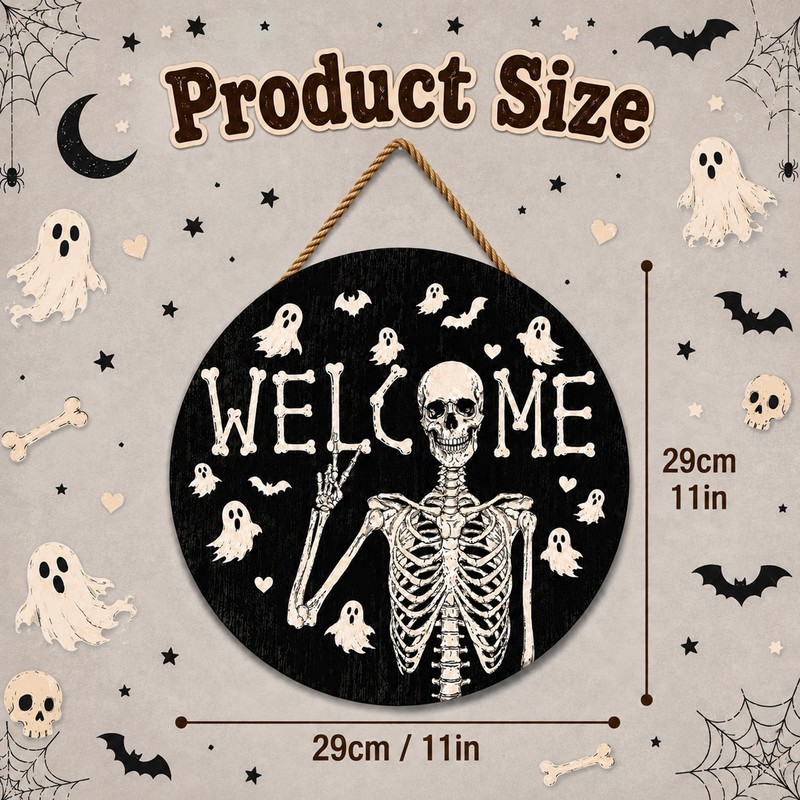 Halloween Decorations - Halloween Skeleton Welcome Sign for Front Door