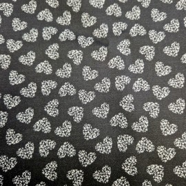 Cotton Fabric - White Love Hearts on Dark Grey Valentine Craft Fabric Material Metre 44"