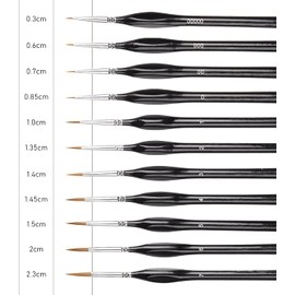 11Pcs Fine Detail Paint Brush, Durable Miniature Paint Brushes, Micro Detail Paint Brush Set, Small Fine Tip Paintbrushes for Warhammer 40k Miniature Figure, Model Painting, Art Painting by