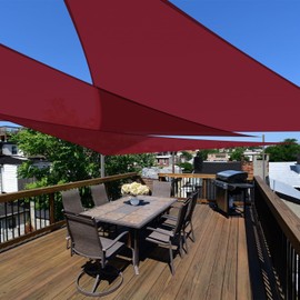 E&K Sunrise 1 Piece 16' x 17' x 23.3' Waterproof Sun Shade Sail Outdoor Triangle Canopy Shade Cover UV Block for Pergola Patio Backyard Garden Deck (Red)