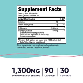 Nutricost Nutricost D-Mannose with Cranberry Extract for Women 1300mg 90 Capsules