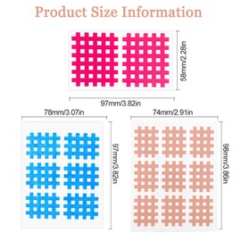 Grid Tape, Acupuncture Plaster, High-Quality Acupuncture Plaster, Cross Tape, Grid Plasters, Cross Tape Grid Plasters, Waterproof Crosstapes Grid Plasters, Set of 3 Sizes, Pack of 51