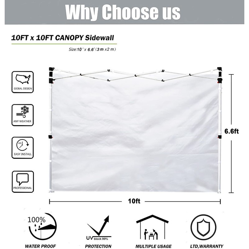 SCOCANOPY Canopy Door for 10x10 Canopy Frame,1 Pack Sidewall Only,Grey