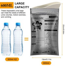 Coolrunner Disposable Urine Bags,8/12/20/24 Pack Camping Pee Bags, Disposable Urinals Vomit Bags for Travel Urinal Toilet Traffic Jam Emergency Portable Toilet Bee Bag for Men Women Kids Patient