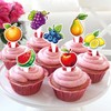 Ercadio 36 Pcs Double Sided Fruit Cupcake Toppers Fruit Combination