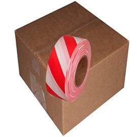 Safety Striped Flagging Tape 1-3/16" Non-Adhesive Plastic Ribbon, Red/White (Pack of 12)