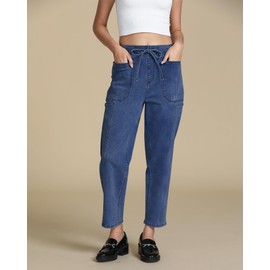 luvamia Blue Jeans for Women High Waist Pants Women Crop Jeans for Women Barrel Jeans Women Summer Jeans Women's Pants Medium Blue Size Large US Size 12 to Size 14