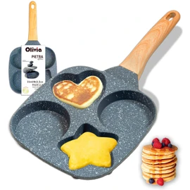 IPEA Non-Stick Induction and Gas Pan - 21cm - Non-Stick Aluminium Frittata Frittata Crepe Egg Hamburger Pan - Kitchen Pan with 4 Shapes - Super Comfort Handle