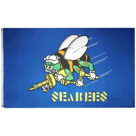 United States Navy Seabees Blue 100D Premium Quality Heavy Duty Fade Resistant Woven Poly Nylon 2x3 2'x3' Flag Banner Grommets