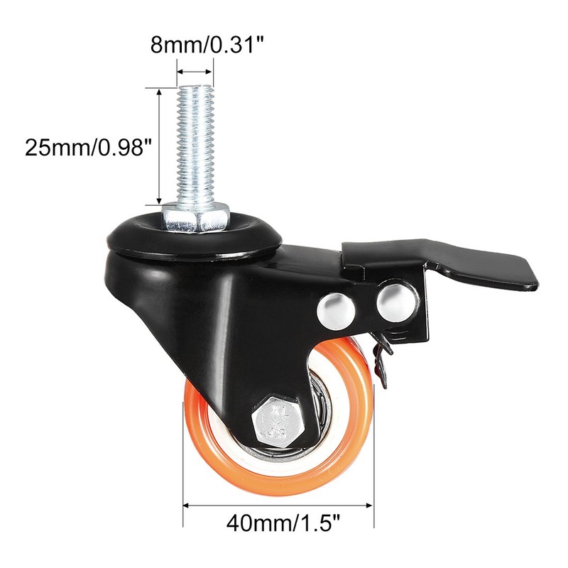 sourcing map 1.5 Inch Swivel Caster Wheels PU 360 Degree