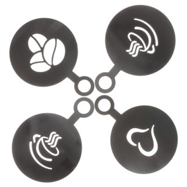 WOONEKY 4pcs Coffee Stencils Washable Latte Art Tools for Decorating Cappuccinos DIY Templates for Cocoa Sugar Sprinkling Portable Coffee Decorating Moulds for Home