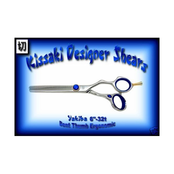 Kissaki Pro Hair 6.0" Yakiba 32 tooth Bent Thumb Ergonomic Thinning Shears