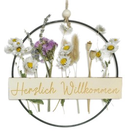 Garland Dried Flowers Zigzag Door Garland Warm Door Garland Dried Flowers Logo Garland Wood Metal 22cm Carved Ring Door Logo Welcome Sign