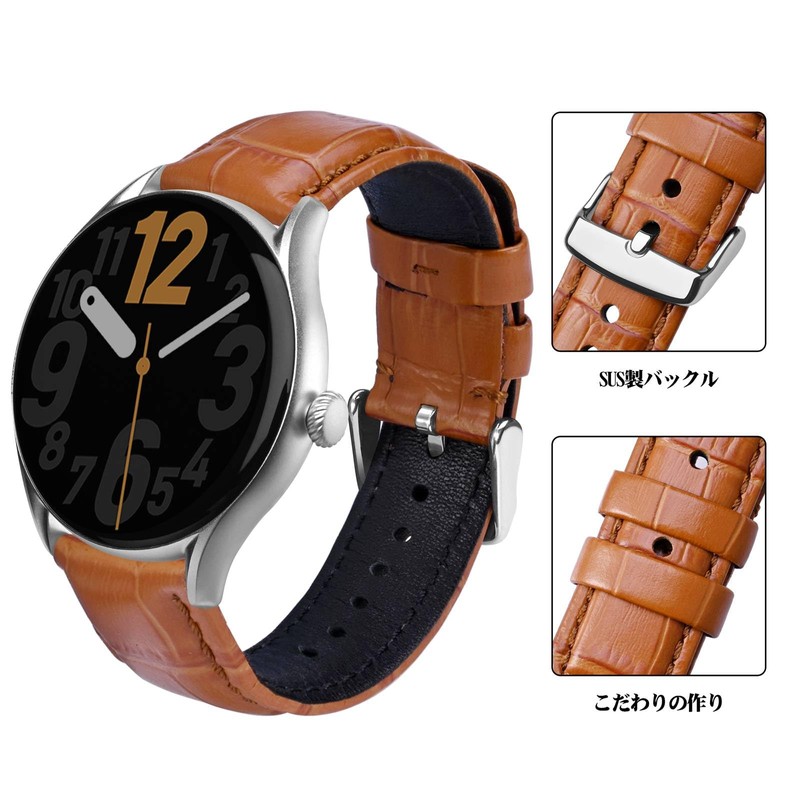 ANNEFIT Genuine Leather Watch Strap, Crocodile-Embossed Watch Band, Quick Release