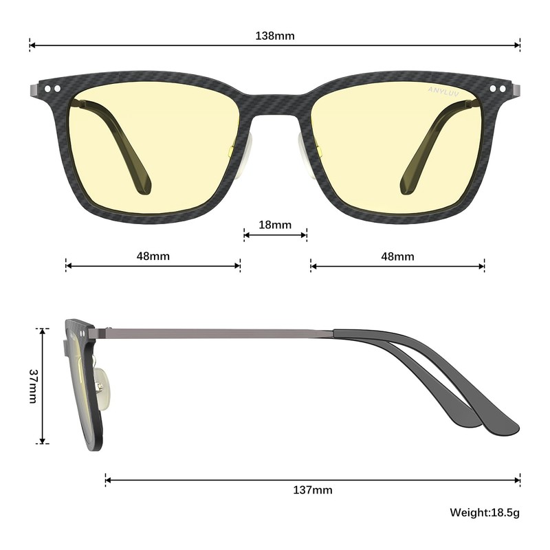 ANYLUV Mens Blue-Light-Glasses Blue-Light-Blocking Glasses: Lightweight Carbon Fibre Blue Light